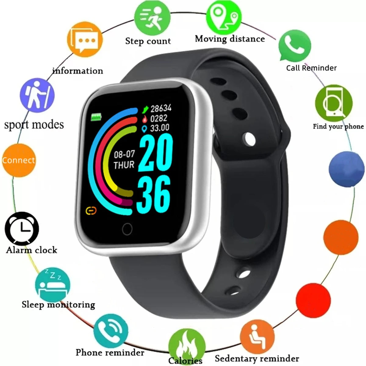 Affordable Smartwatch for Fitness Tracking and Message Notifications