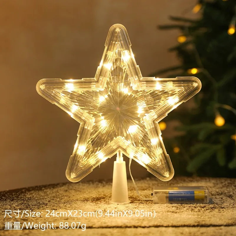LED Christmas Tree Star Topper - Lighted Tree Top Decoration 15cm
