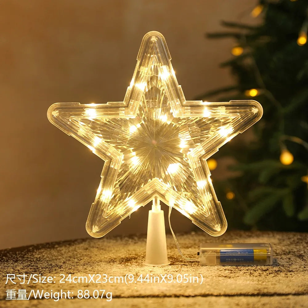 15cm Christmas Decoration Glowing Tree Topper Glitter Shining Star Xmas Tree Ornaments for Home Decor Navidad New Year 2026 Gift