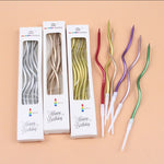 Elegant Gold Birthday Candles - 6 Pack Curved Slender Party Candles