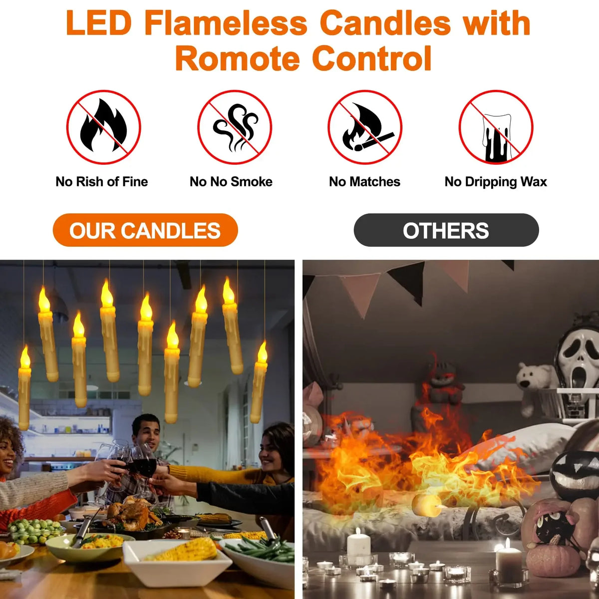 Flameless LED Candles with Remote - Battery Operated Flickering Set - Image 6