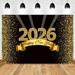 2026 New Year Backgrounds for Photographs Gold Glitter Balloons Clock - Image 2