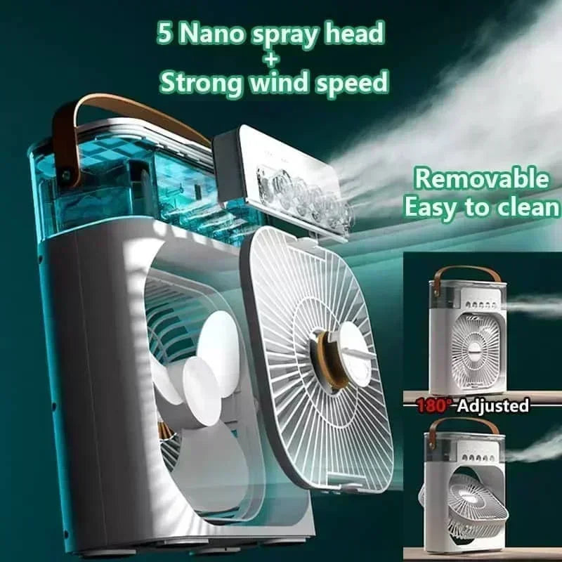 3-in-1 Portable Air Cooler - Mini Fan Humidifier with LED Light - Image 4