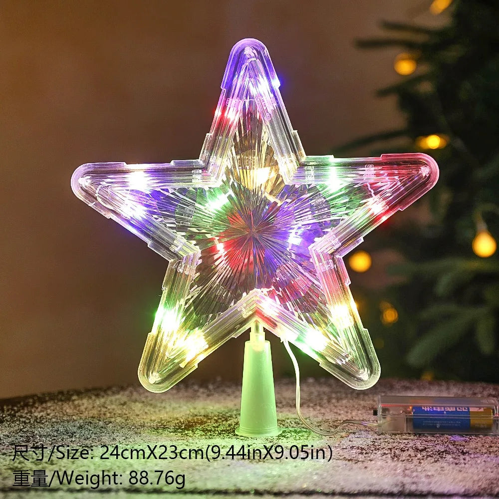 15cm Christmas Decoration Glowing Tree Topper Glitter Shining Star Xmas Tree Ornaments for Home Decor Navidad New Year 2026 Gift