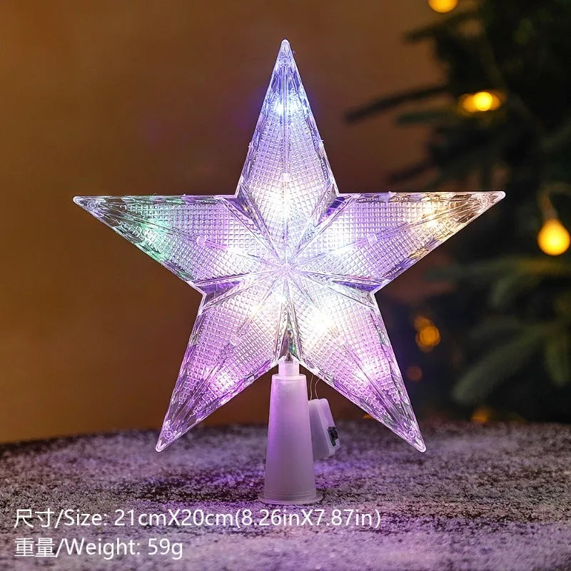 LED Christmas Tree Star Topper - Lighted Tree Top Decoration 15cm
