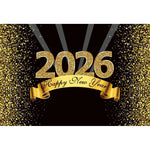 2026 New Year Backgrounds for Photographs Gold Glitter Balloons Clock
