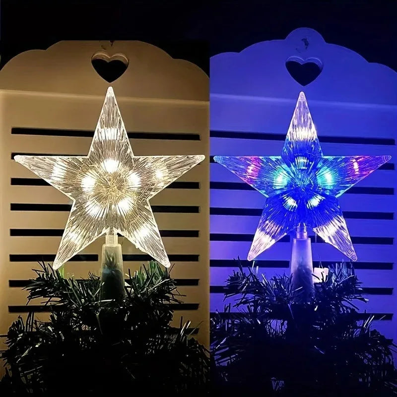 15cm Christmas Decoration Glowing Tree Topper Glitter Shining Star Xmas Tree Ornaments for Home Decor Navidad New Year 2026 Gift - Image 4