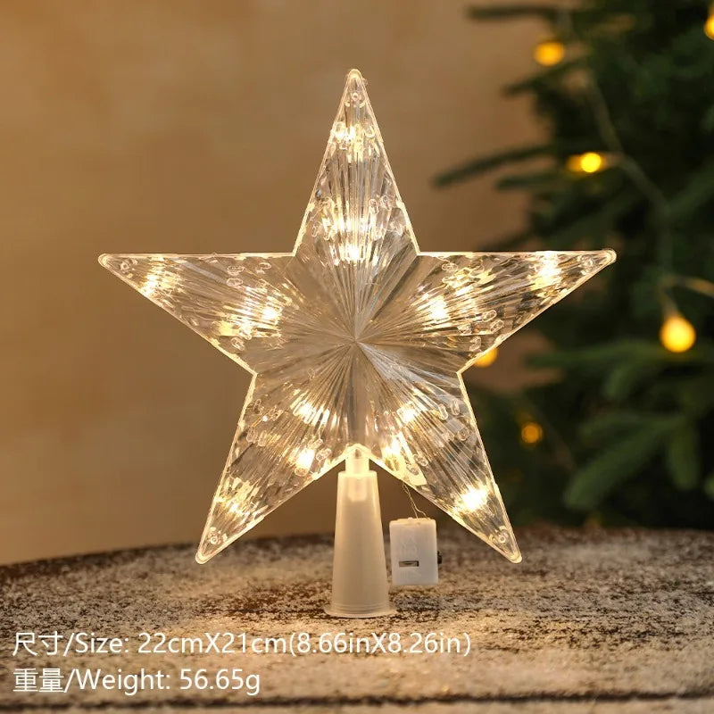 LED Christmas Tree Star Topper - Lighted Tree Top Decoration 15cm