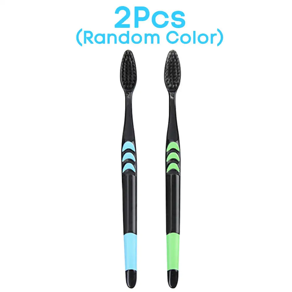 Bamboo Charcoal Toothbrush Set - 10 Pack Soft Bristle for Family