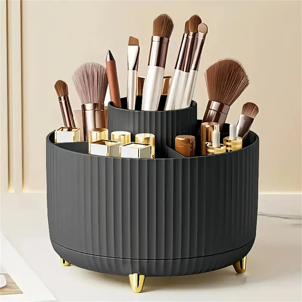 360° Rotating Makeup Organizer - Multi-Compartment Cosmetic Holder