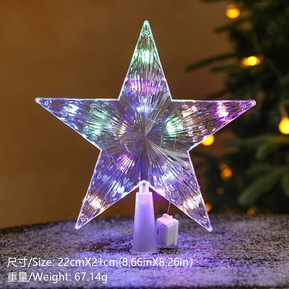 15cm Christmas Decoration Glowing Tree Topper Glitter Shining Star Xmas Tree Ornaments for Home Decor Navidad New Year 2026 Gift