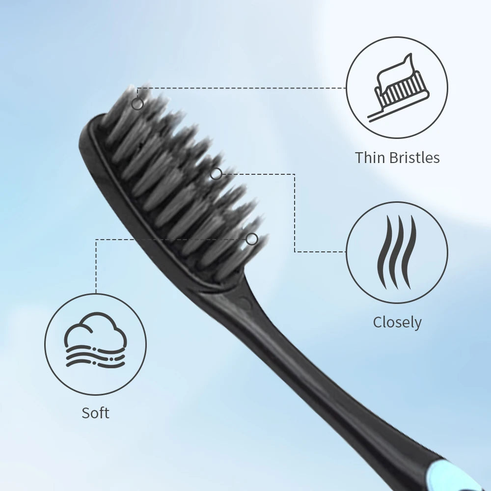 Bamboo Charcoal Toothbrush Set - 10 Pack Soft Bristle for Family - Image 6