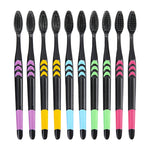 Bamboo Charcoal Toothbrush Set - 10 Pack Soft Bristle for Family