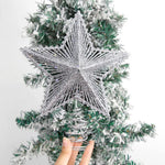 Christmas Tree Star Topper - Glitter Tree Top Ornament 15cm