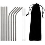 Reusable Metal Straws Set - 8 Pack Stainless Steel with Brush