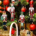 Nutcracker Christmas Ornaments 12 Pack - Wooden Tree Decorations