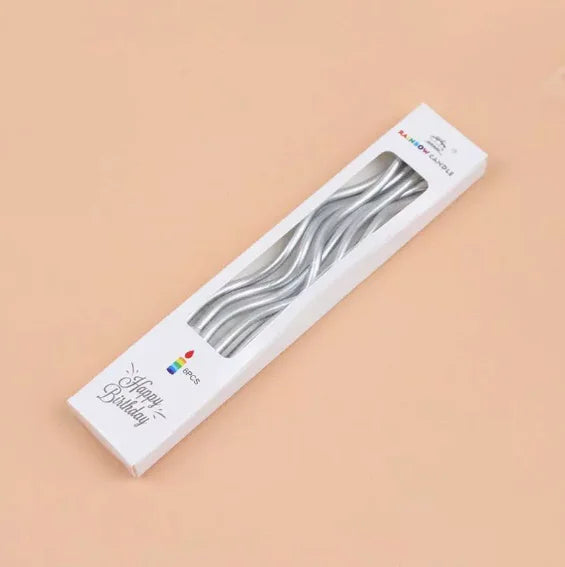 Elegant Gold Birthday Candles - 6 Pack Curved Slender Party Candles