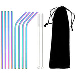 Reusable Metal Straws Set - 8 Pack Stainless Steel with Brush