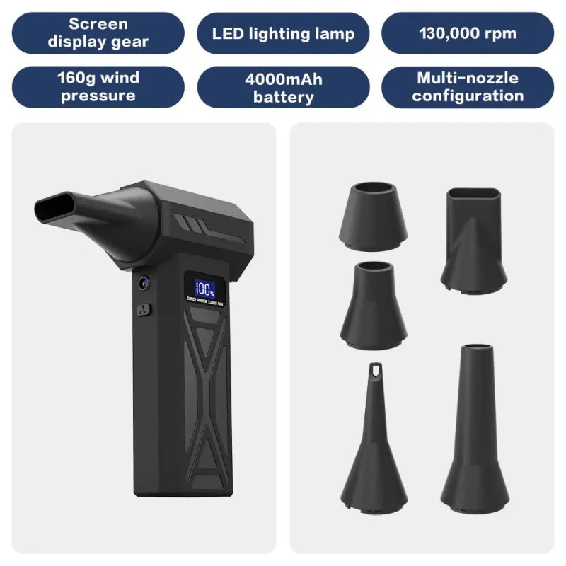 Cordless Air Blower 130000RPM - Portable Turbo Jet Fan for Cleaning