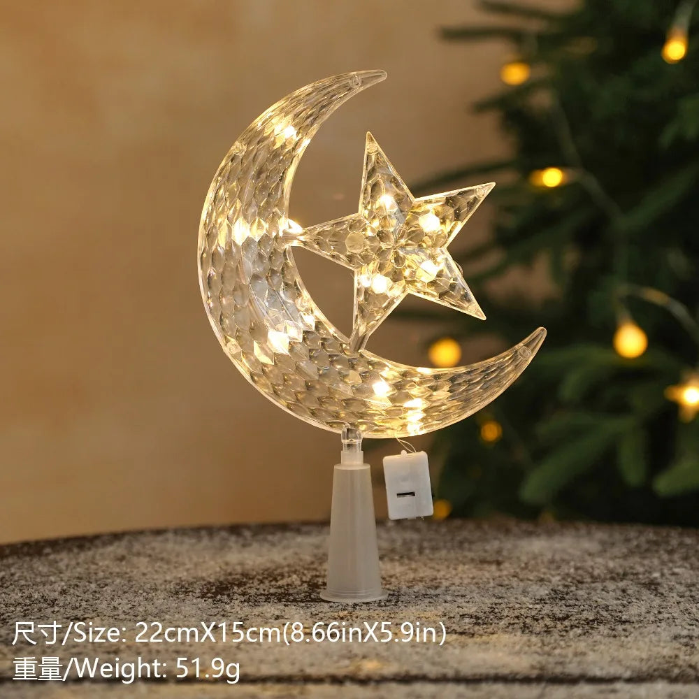15cm Christmas Decoration Glowing Tree Topper Glitter Shining Star Xmas Tree Ornaments for Home Decor Navidad New Year 2026 Gift