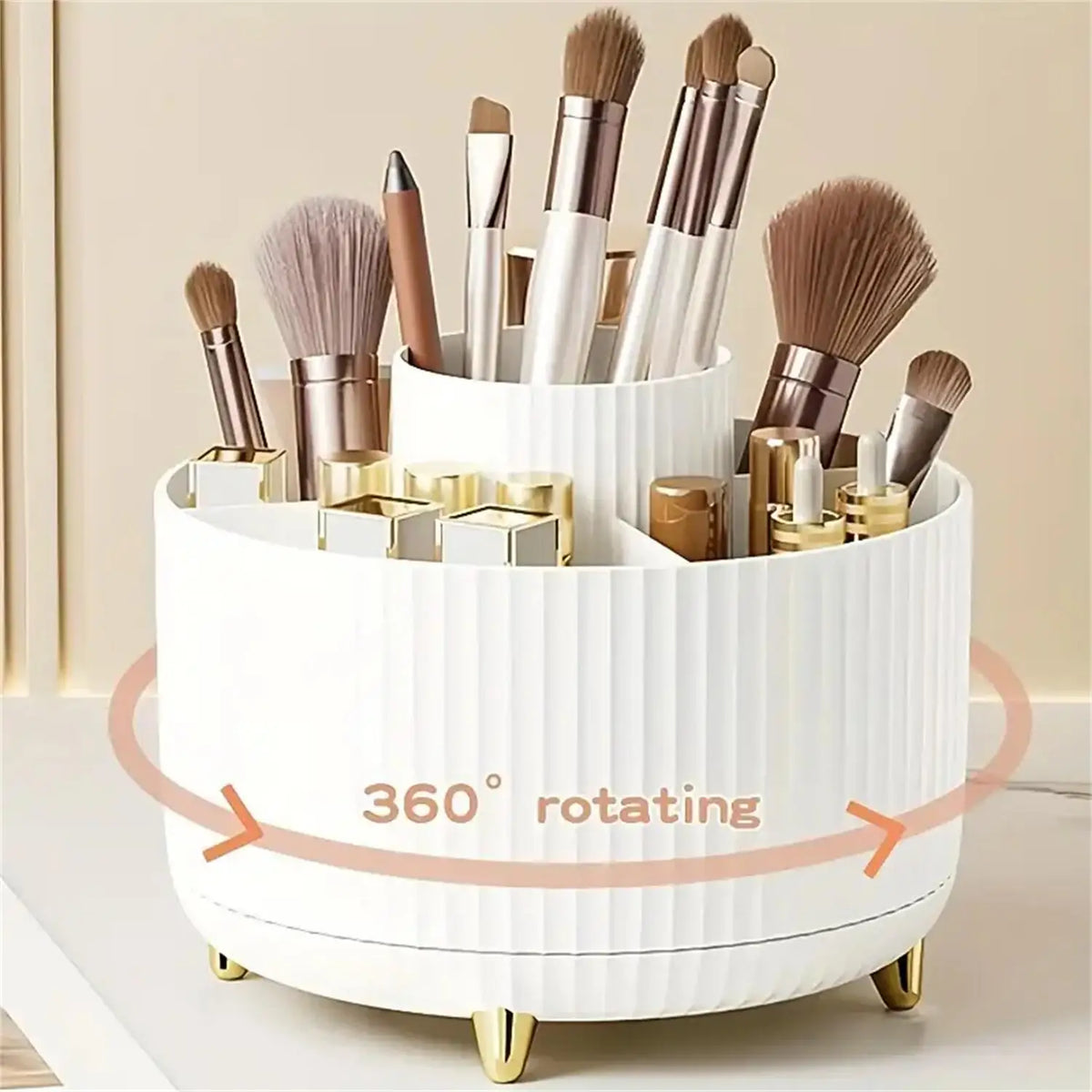 360° Rotating Makeup Organizer - Multi-Compartment Cosmetic Holder