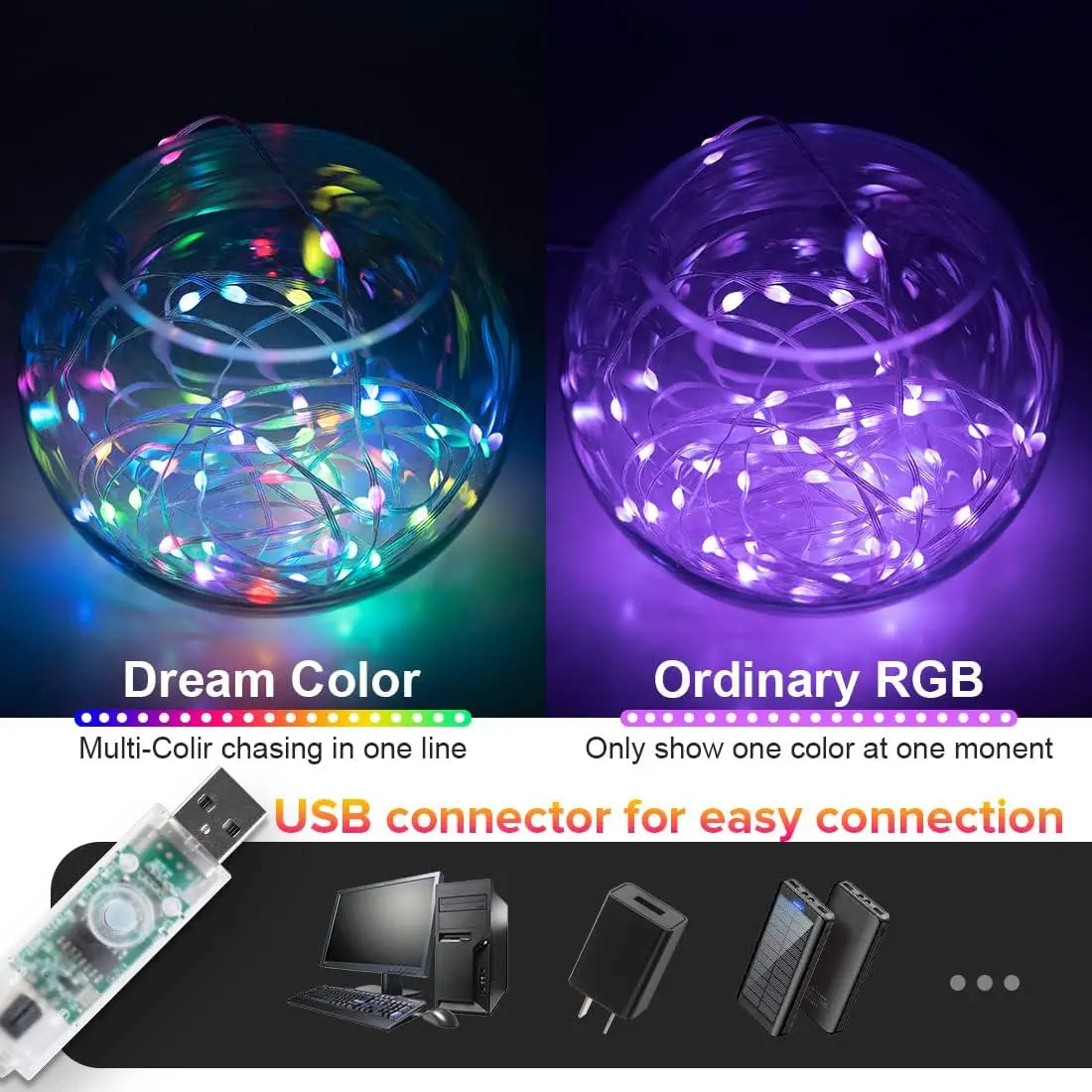 Smart LED String Lights - WiFi RGB Remote Control Christmas Decor