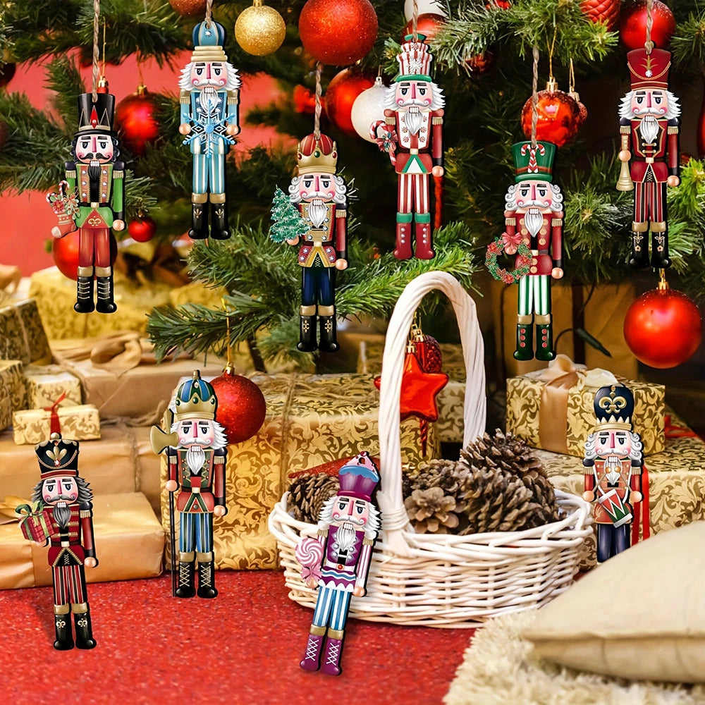 12PCS Nutcracker Wooden Decorative Set - Christmas Gift - Party