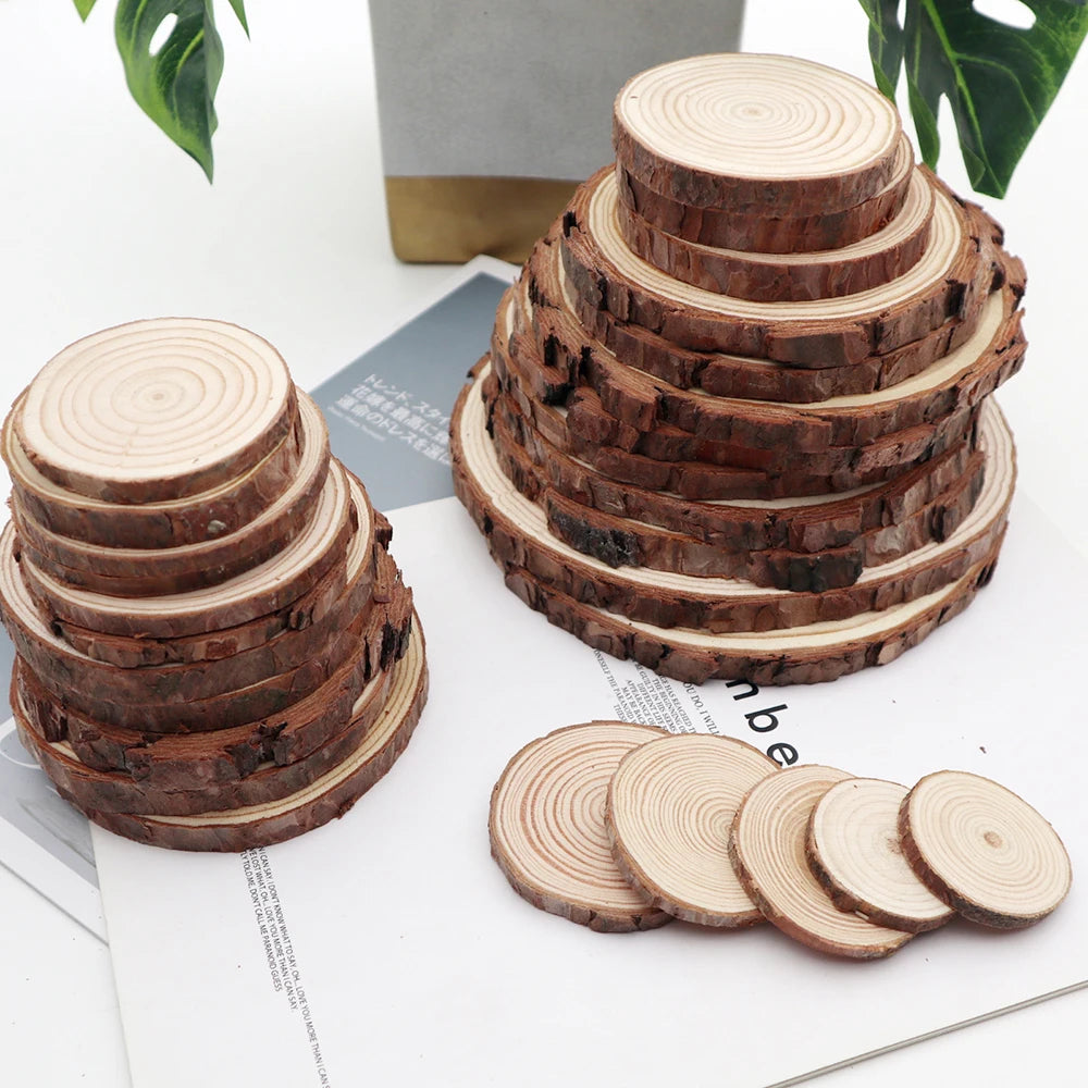 Natural Wood Slices - Round Pine Log Discs for DIY Crafts Decor - Image 2