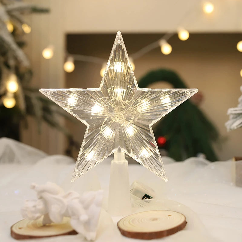 LED Christmas Tree Star Topper - Lighted Tree Top Decoration 15cm