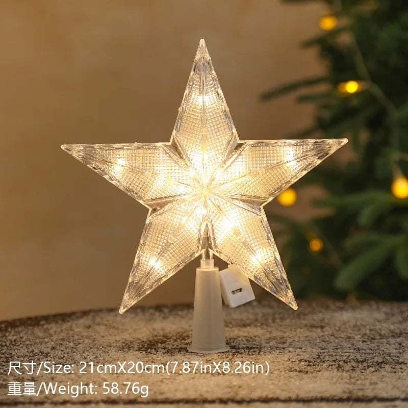 LED Christmas Tree Star Topper - Lighted Tree Top Decoration 15cm