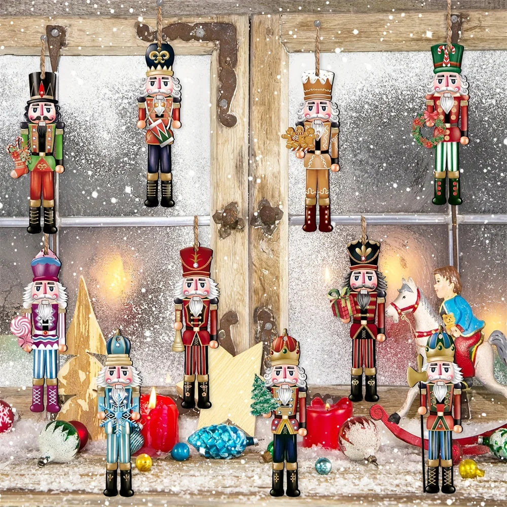 Nutcracker Christmas Ornaments 12 Pack - Wooden Tree Decorations - Image 3