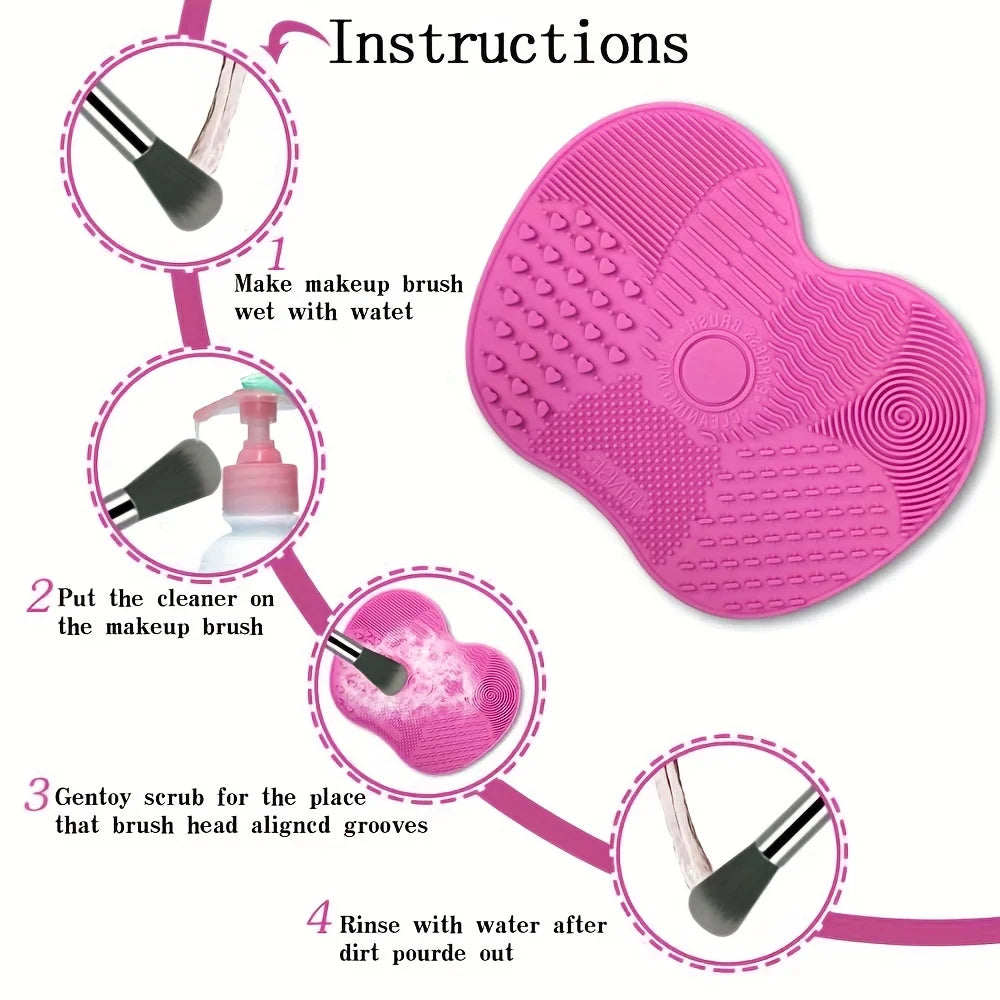 Silicone Makeup Brush Cleaner - Portable Washing Scrubber Mat - Image 3