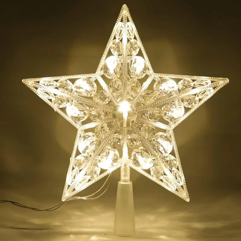 LED Christmas Tree Star Topper - Lighted Tree Top Decoration 15cm