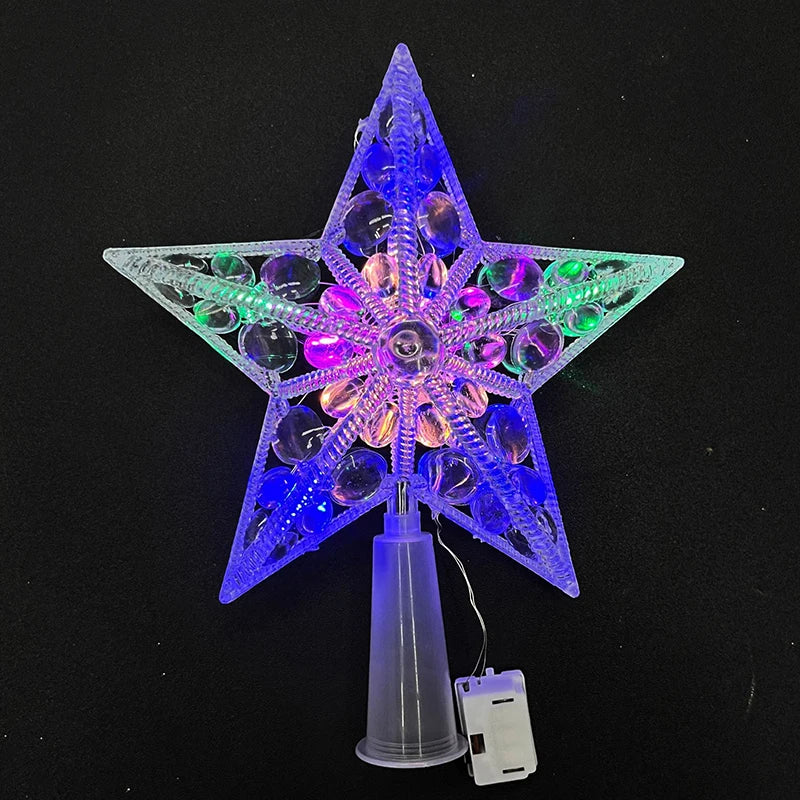 LED Christmas Tree Star Topper - Lighted Tree Top Decoration 15cm
