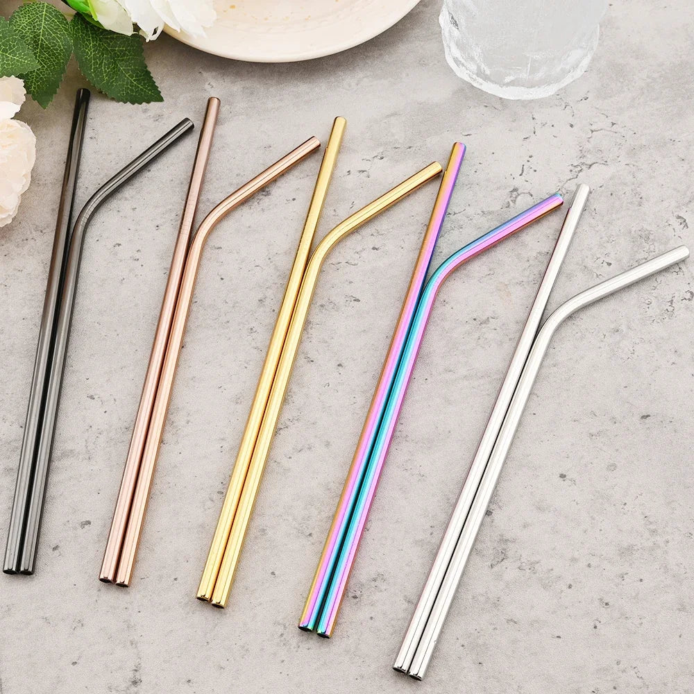 Reusable Metal Straws Set - 8 Pack Stainless Steel with Brush - Image 4