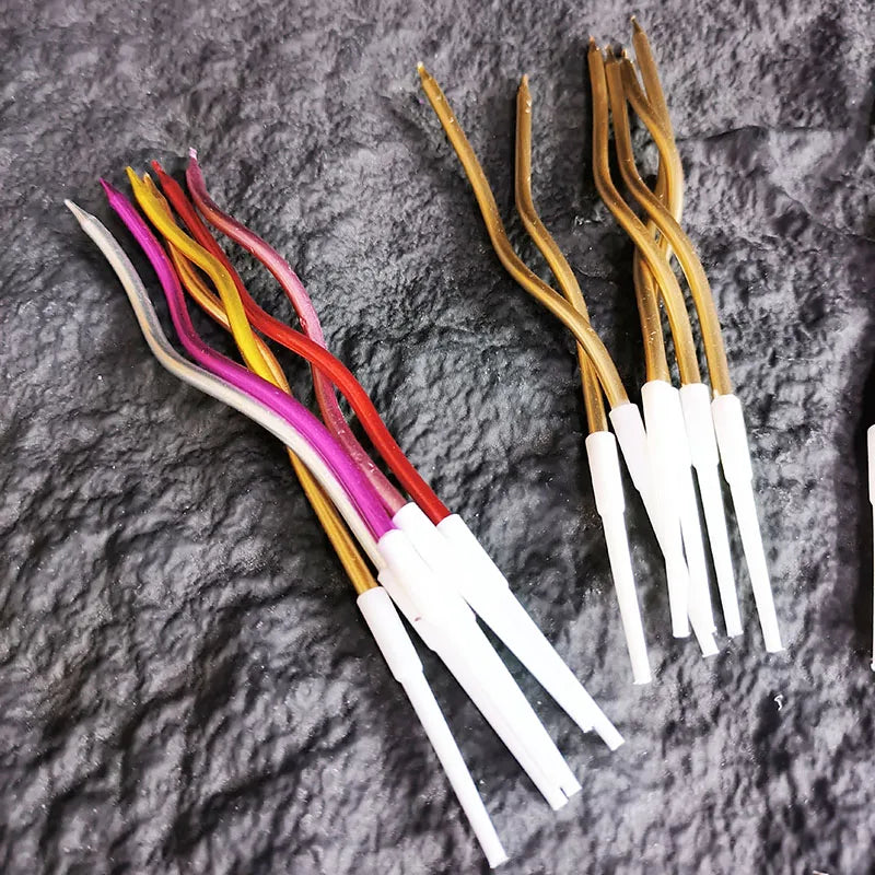 Elegant Gold Birthday Candles - 6 Pack Curved Slender Party Candles - Image 5