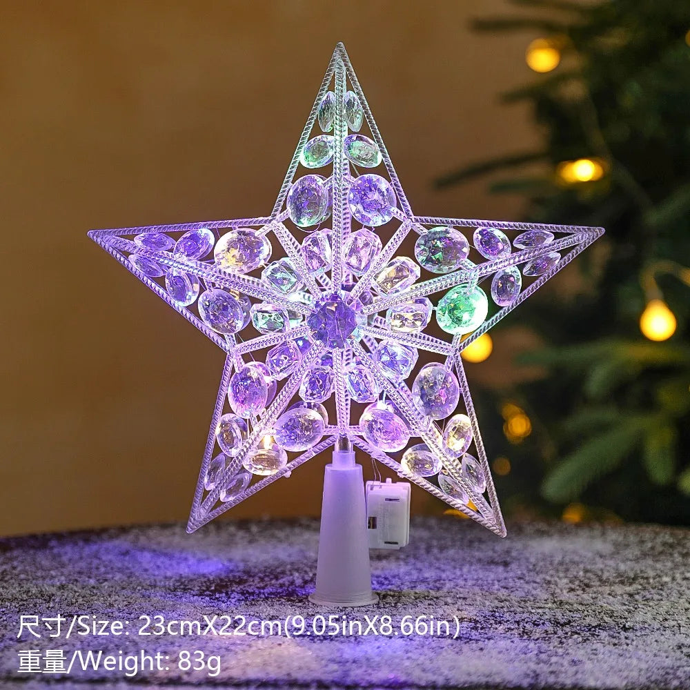 15cm Christmas Decoration Glowing Tree Topper Glitter Shining Star Xmas Tree Ornaments for Home Decor Navidad New Year 2026 Gift