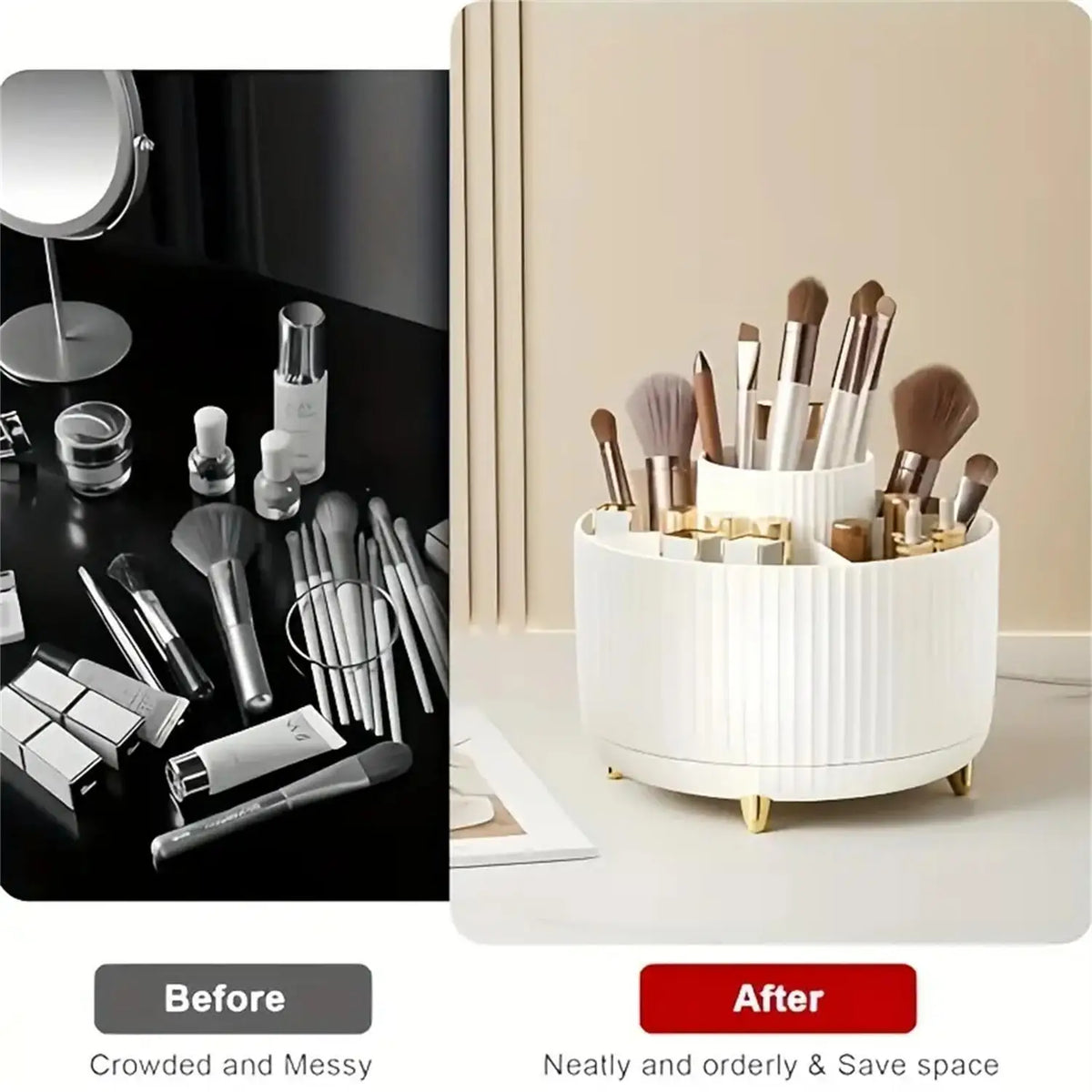 360° Rotating Makeup Organizer - Multi-Compartment Cosmetic Holder - Image 6