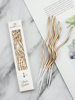 Elegant Gold Birthday Candles - 6 Pack Curved Slender Party Candles
