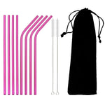 Reusable Metal Straws Set - 8 Pack Stainless Steel with Brush