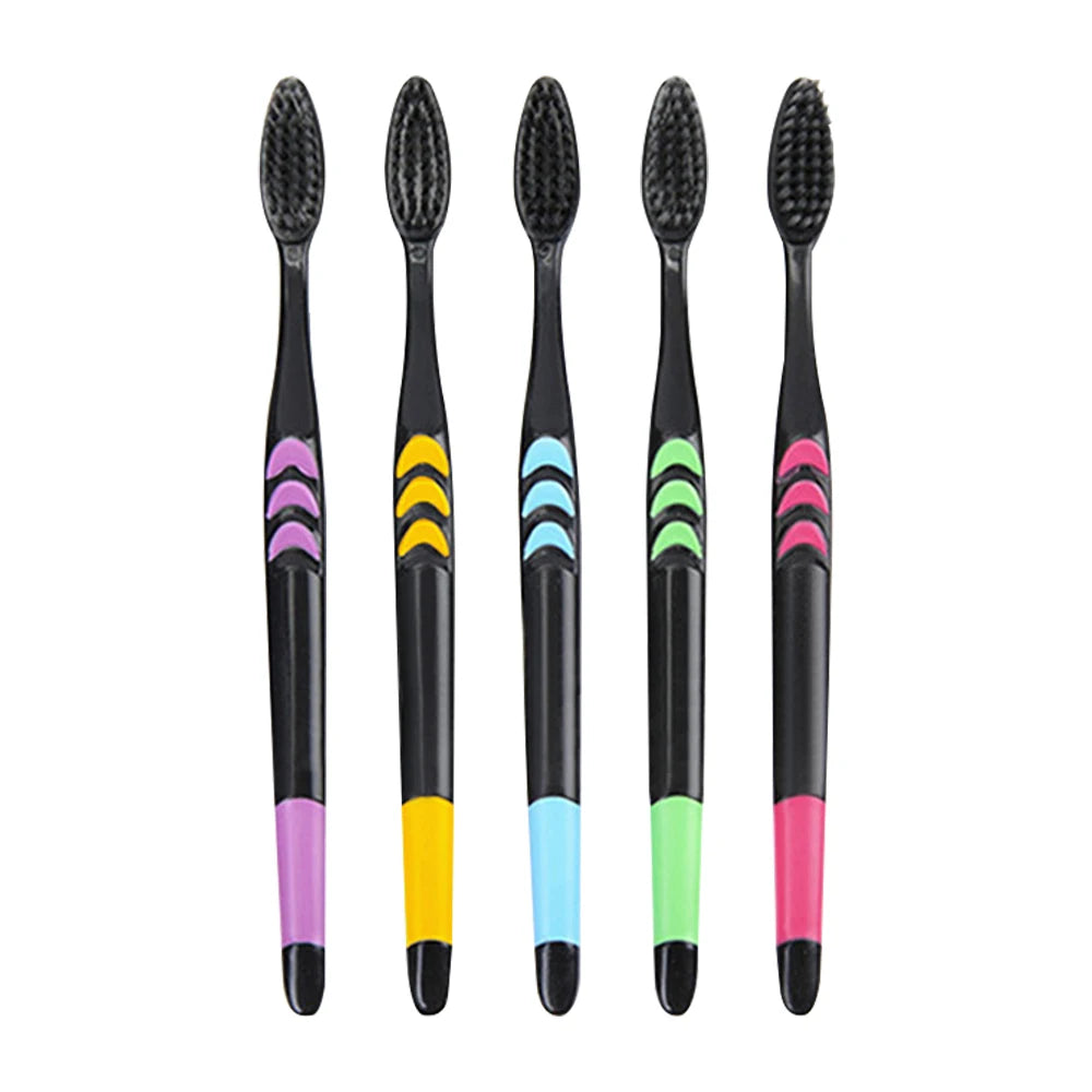 Bamboo Charcoal Toothbrush Set - 10 Pack Soft Bristle for Family - Image 2