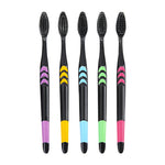 Bamboo Charcoal Toothbrush Set - 10 Pack Soft Bristle for Family - Image 2