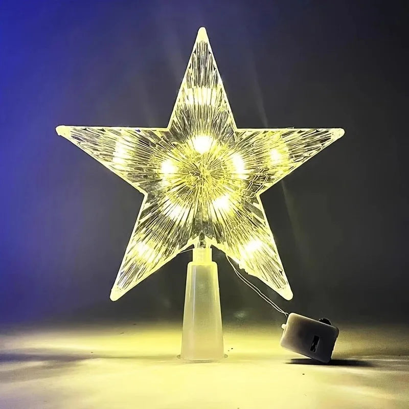 15cm Christmas Decoration Glowing Tree Topper Glitter Shining Star Xmas Tree Ornaments for Home Decor Navidad New Year 2026 Gift - Image 2
