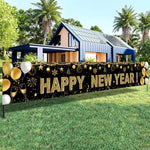 Happy New Year 2025 Banner - Gold Party Backdrop Decoration