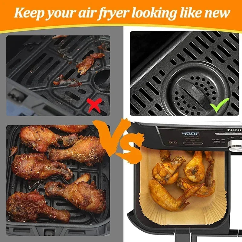 Air Fryer Liners 100 Pack - Disposable Non-Stick Parchment Paper - Image 5
