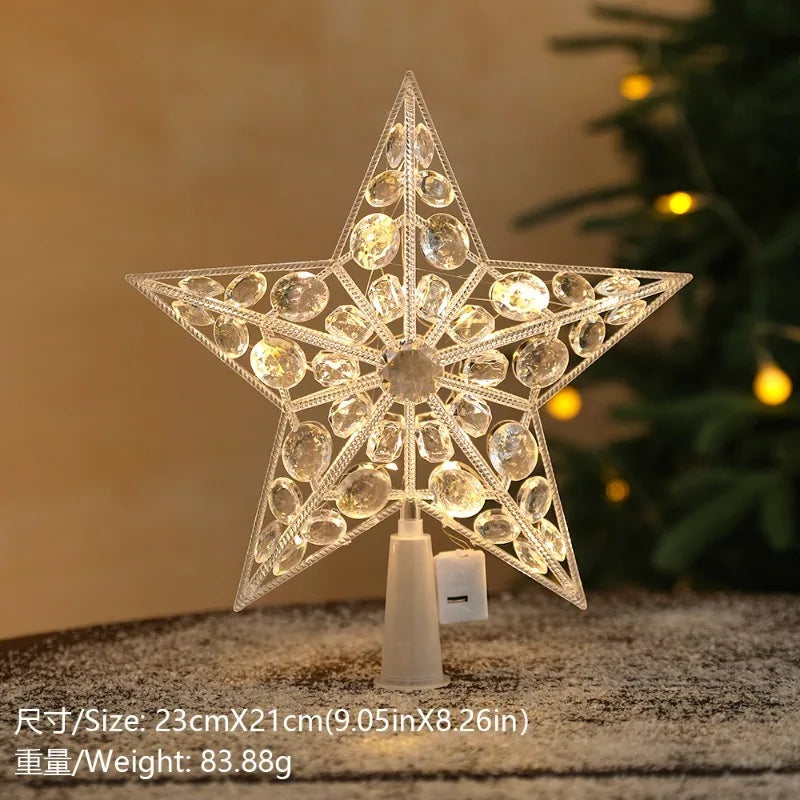 LED Christmas Tree Star Topper - Lighted Tree Top Decoration 15cm