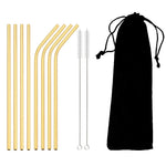 Reusable Metal Straws Set - 8 Pack Stainless Steel with Brush