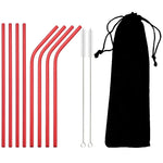 Reusable Metal Straws Set - 8 Pack Stainless Steel with Brush