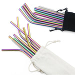 Reusable Metal Straws Set - 8 Pack Stainless Steel with Brush