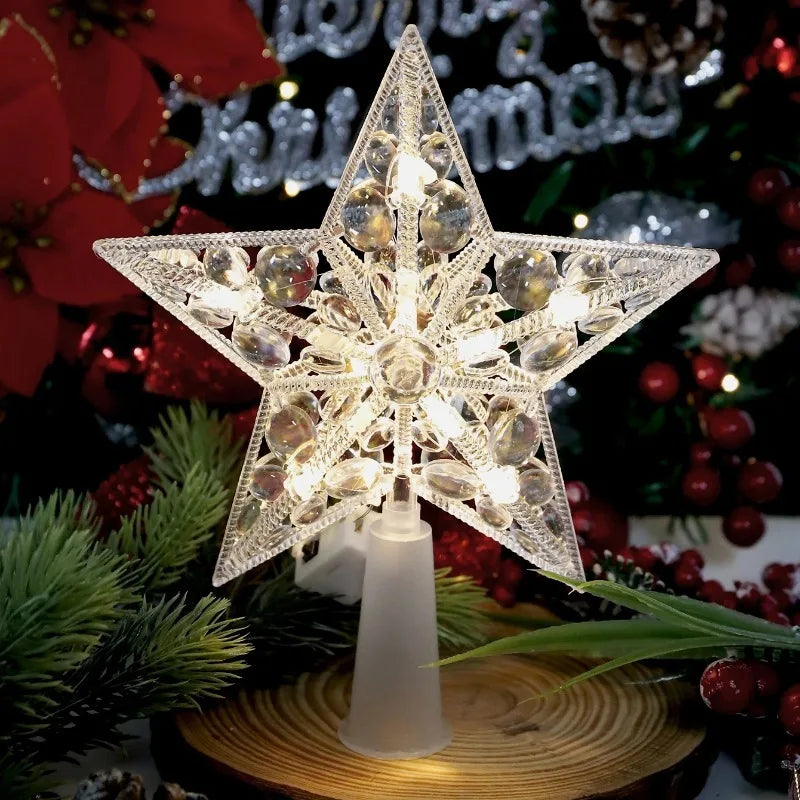 LED Christmas Tree Star Topper - Lighted Tree Top Decoration 15cm